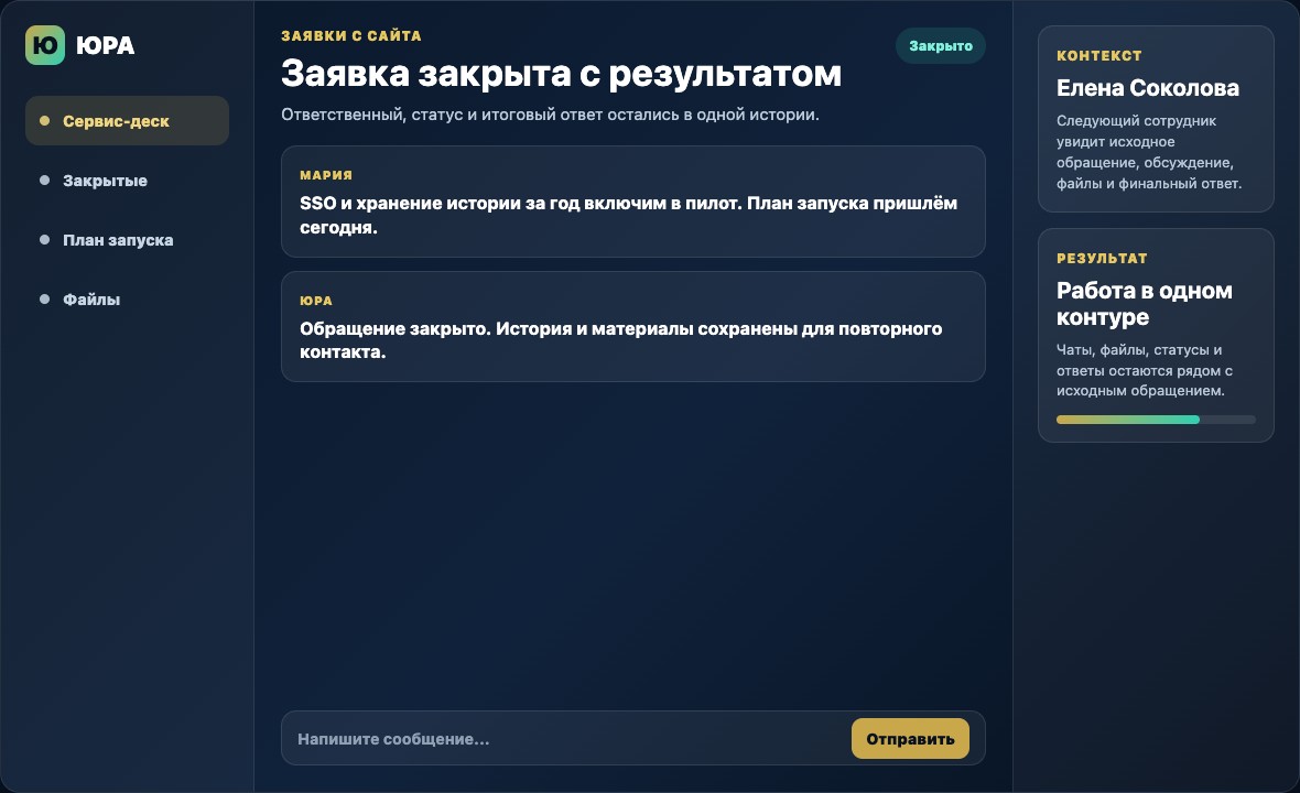 Закрытая заявка с результатом в ЮРА